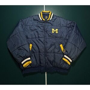 Vintage Pro Player Michigan Wolverines‎ Puffer Jacket Men's XL Reversible 90s